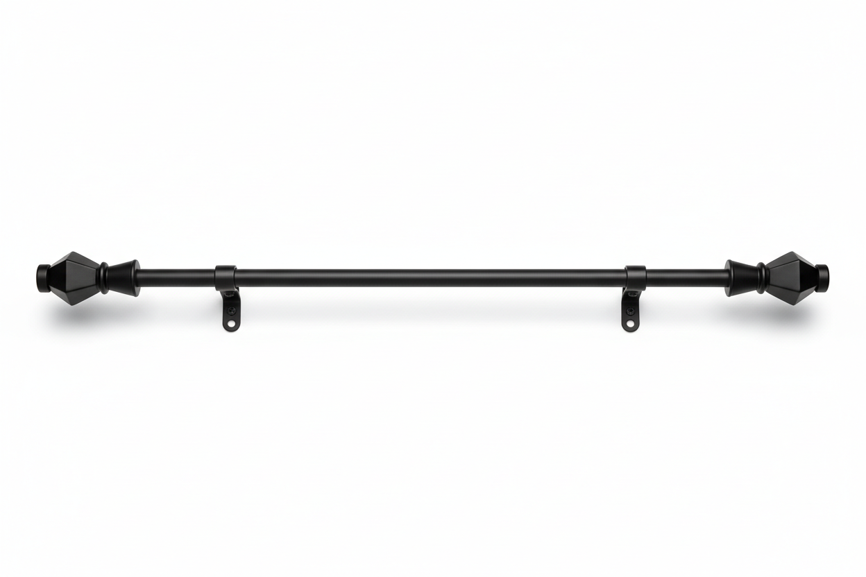 1/2" Cedric Petite Café Adjustable Curtain Rod, 48-84", Black