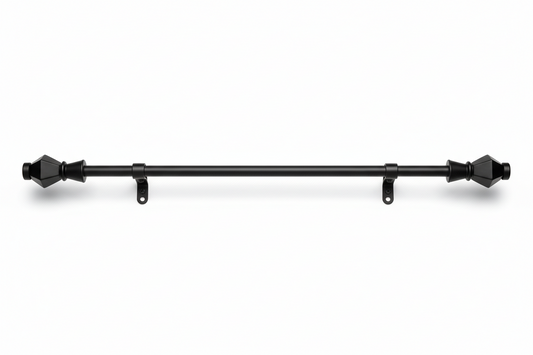 1/2" Cedric Petite Café Adjustable Curtain Rod, 48-84", Black
