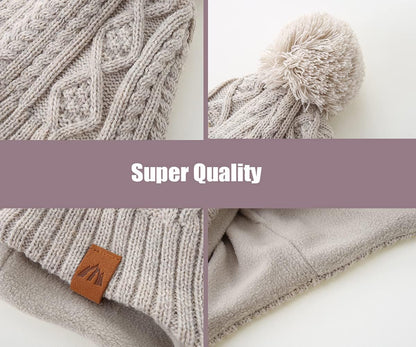 Boys Winter Hat Earflap Knitted Beanie for Kids Warm Fleece Lined Thicken Hat for Baby
