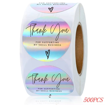 50-500Pcs 1Inch Blue Thank You Stickers for Envelope Sealing Labels Stationery Supplies Handmade Wedding Gift Decoration Sticker