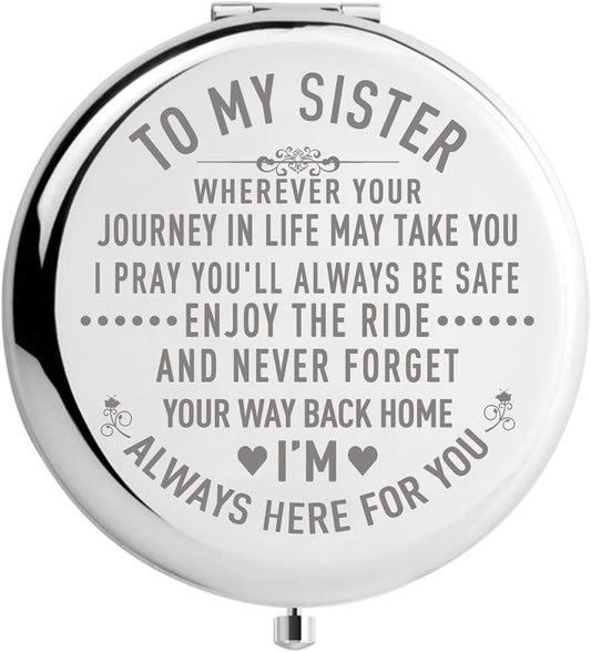 Sister Gifts from Sister Brother, Sisters Birthday Gift Ideas, for Girls, Engraved Gifts for Mothers Day, Graduation Present for Her (Silver, to My Sister 2.6Inch)