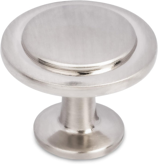 Satin Nickel Kitchen Cabinet Knobs - 1 1/4 Inch round Drawer Handles - 30 Pack of Kitchen Cabinet Hardware