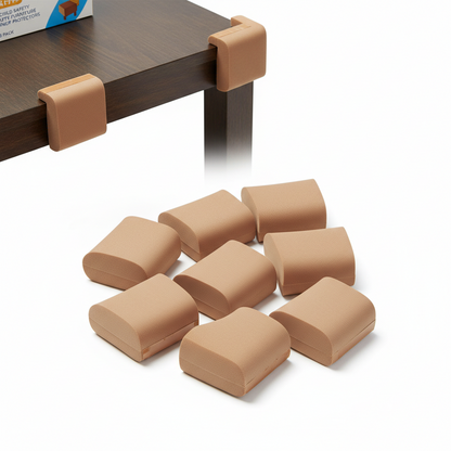 Soft Baby Proofing Corner Guards & Edge Protectors - Pre-Taped Table Corner Protector, Child Safety Furniture Bumper, Sharp Corner Cushions, 8 Pack, Brown