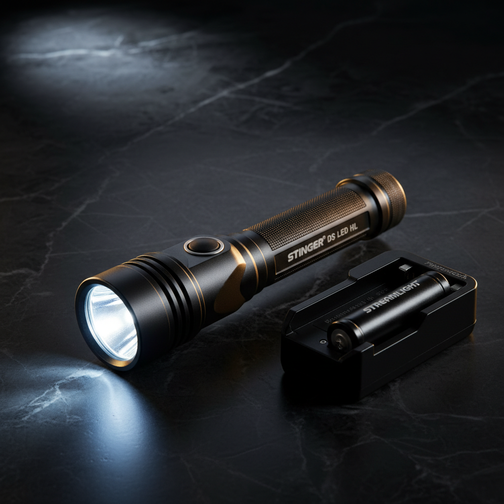 Streamlight 75458 Stinger DS LED HL 800-Lumen Rechargeable Dual Switch Flashlight with 120-Volt Ac/12-Volt DC Smart Charge Piggyback Charger (Nimh), Black
